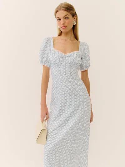 Reformation Cherise Linen Dress In Blue