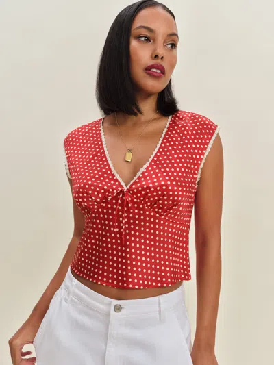 Reformation Haut En Soie Cherry