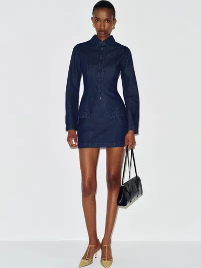Reformation Chloe Denim Two Piece Blue Large In Bleu