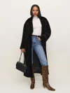 Reformation Chloe Faux Fur Oversized Coat In Black