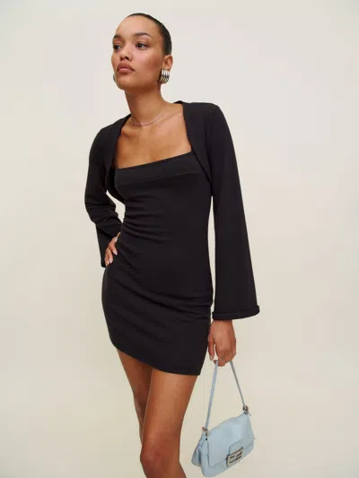 Reformation Chloe Knit Shrug Dress Set In Black