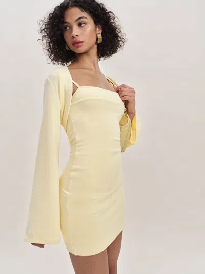 Reformation Chloe Knit Shrug Dress Set In Custard