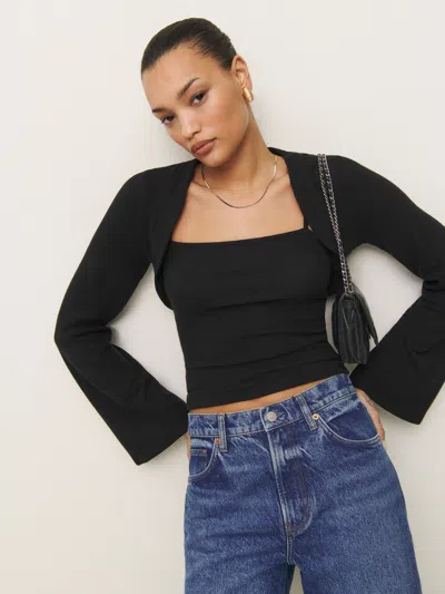 Reformation Chloe Knit Shrug Set In Black