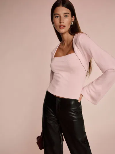 Reformation Chloe Knit Shrug Set In Cherry Blossom