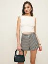 Reformation Tiffie Check Linen Shorts In April Check