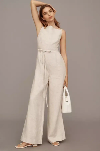 Reformation Ciara Linen Jumpsuit In Beige