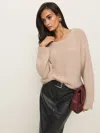 Reformation Cici Oversized Crew Sweater In Wheat