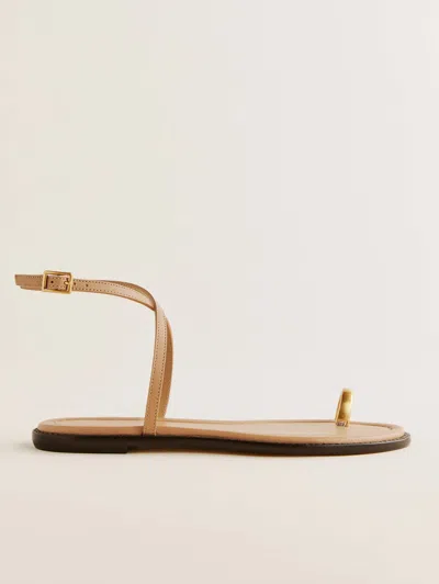 Reformation Cindy Flat Sandal In Buff Leather
