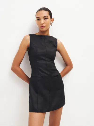 Reformation Citron Linen Dress In Black