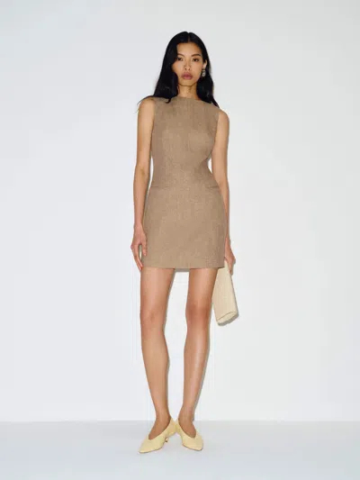 Reformation Citron Linen Dress Natural 12 In Brown