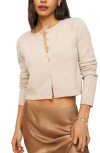 Reformation Clara Cashmere Crew Cardigan In Cream Faux Fur Cuff