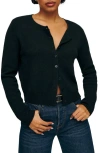 Reformation Clara Cashmere & Wool Crew Cardigan In Black