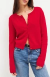 Reformation Clara Cashmere & Wool Crew Cardigan In Cherry