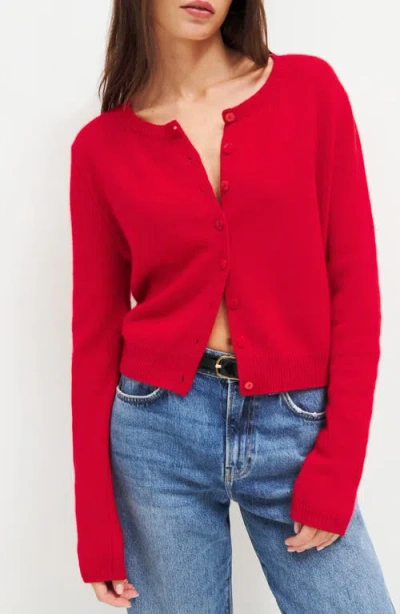 Reformation Clara Cashmere & Wool Crew Cardigan In Cherry