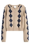 Reformation Clara Cashmere & Wool Crew Cardigan In Neutral