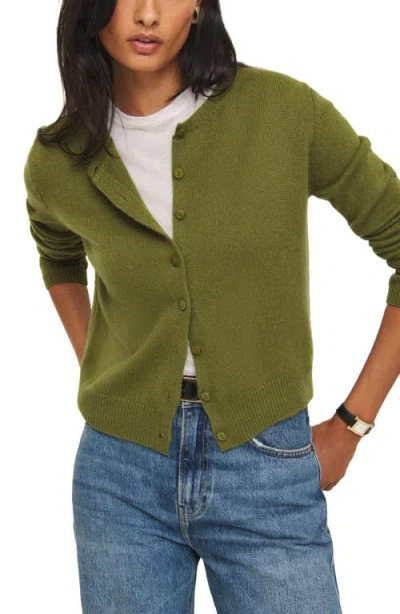 Reformation Clara Cashmere & Wool Crew Cardigan In Pear