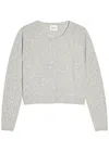 Reformation Clara Cashmere Crew Cardigan Light Grey In Gray