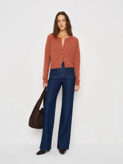 Reformation Clara Cashmere Crew Cardigan In Brown