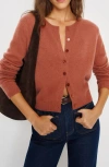 Reformation Clara Cashmere Crew Cardigan In Brown