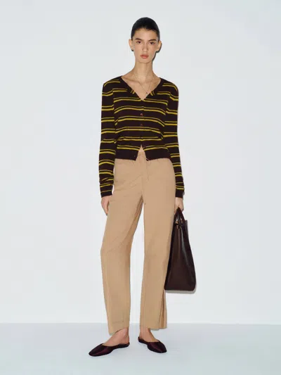 Reformation Clara Cashmere Crew Cardigan Brown Large