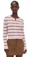 Reformation Clara Cashmere Crew Cardigan Cherry Blossom Stripe In Multi