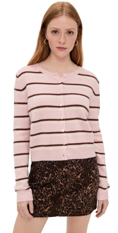 Reformation Clara Cashmere Crew Cardigan Cherry In Pink