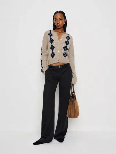 Reformation Clara Cashmere Crew Cardigan In Gray
