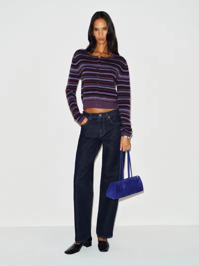Reformation Clara Cashmere Crew Cardigan Large In Blue