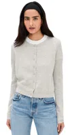 Reformation Clara Cashmere Crew Cardigan Light Grey In Black