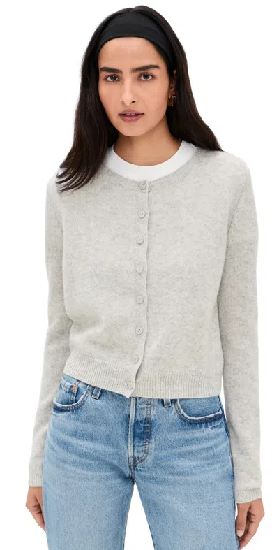 Reformation Clara Cashmere Crew Cardigan Light Grey In Gray