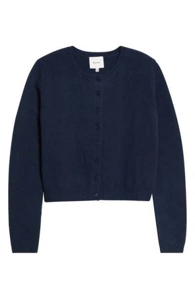 Reformation Clara Cashmere Crew Cardigan In Blue