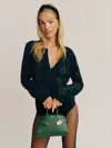 Reformation Clara Cashmere Crew Cardigan In Navy Multi Argyle