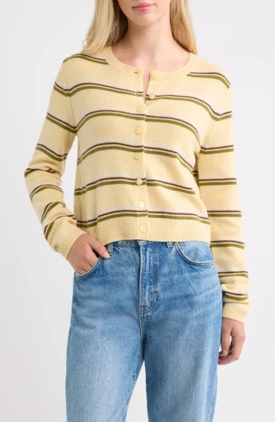 Reformation Clara Cashmere Crew Cardigan In Gold