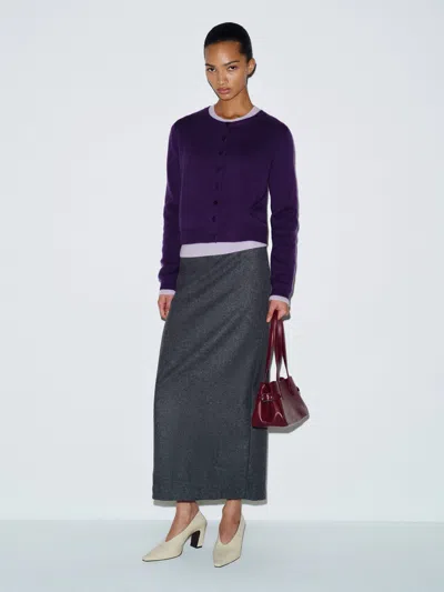 Reformation Clara Cashmere Crew Cardigan Purple Large
