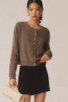Reformation Clara Cashmere Crew Cardigan Sweater In Beige