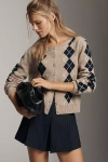 Reformation Clara Cashmere Crew Cardigan Sweater In Brown