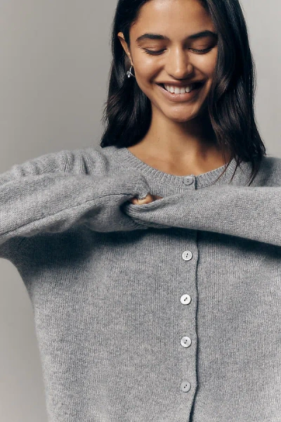 Reformation Clara Cashmere Crew Cardigan Sweater In Brown