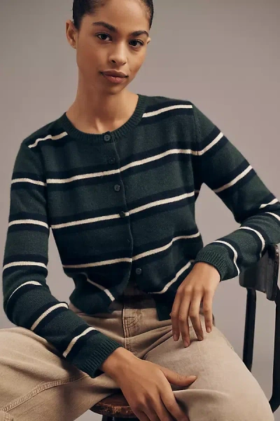 Reformation Clara Cashmere Crew Cardigan Sweater In Blue