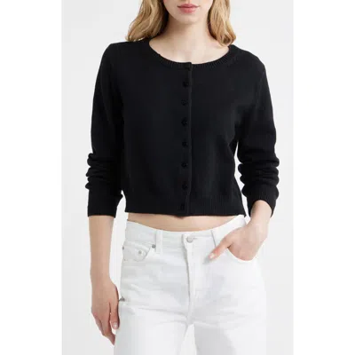 Reformation Clara Cotton Crewneck Cardigan In Black