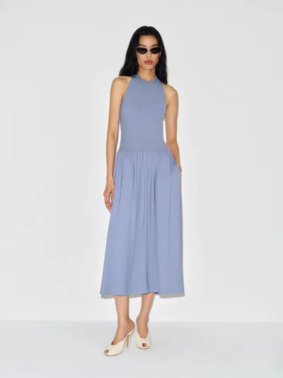 Reformation Clara Halter Neck Knit Midi Dress In Gray