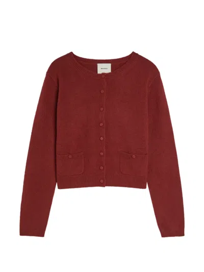 Reformation Clara Patch-pocket Cardigan In Red