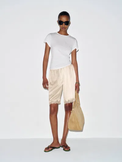 Reformation Clara Silk Bermuda Short Ivory Large In White