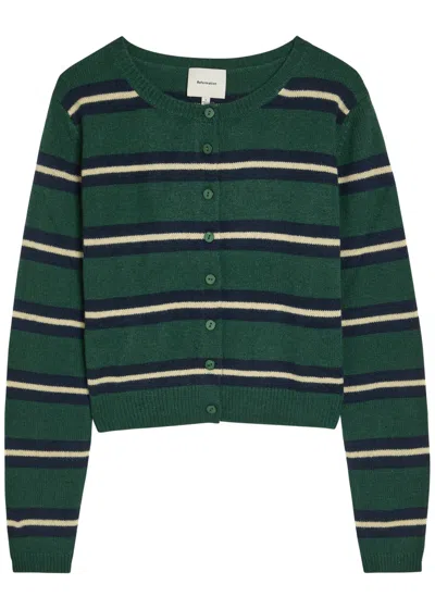 Reformation Clara Striped Cashmere Cardigan In Green