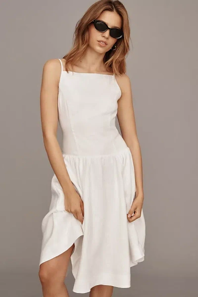 Reformation Clarabelle Linen Midi Dress In White