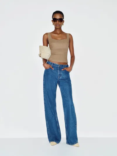 Reformation Clarence Linen Top Natural 6 In Brown