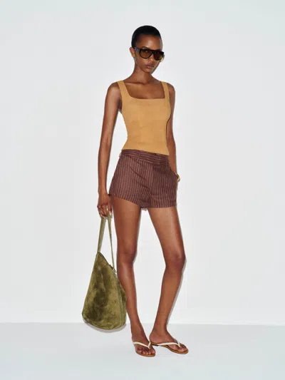 Reformation Clarence Suede Top Natural 12 In Brown