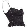 Reformation Clarice Rose Print Crepe Ruffle Tank Top In Black