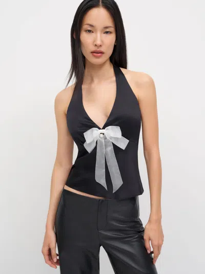 Reformation Clarissa Silk Top Black 0
