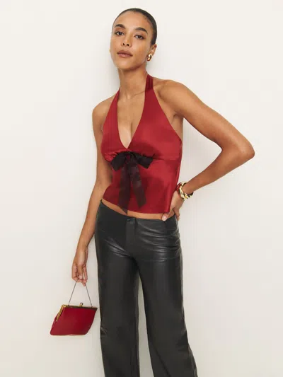 Reformation Clarissa Silk Top In Sangre