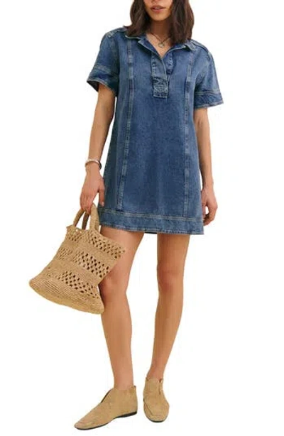 Reformation Clark Denim Minidress In Greely